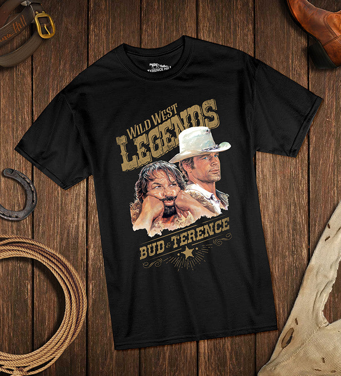 Maglietta Uomo Bud Spencer E Terence Hill | Leggende Del Far West | 100% Cotone, Colore Nero, Taglia L