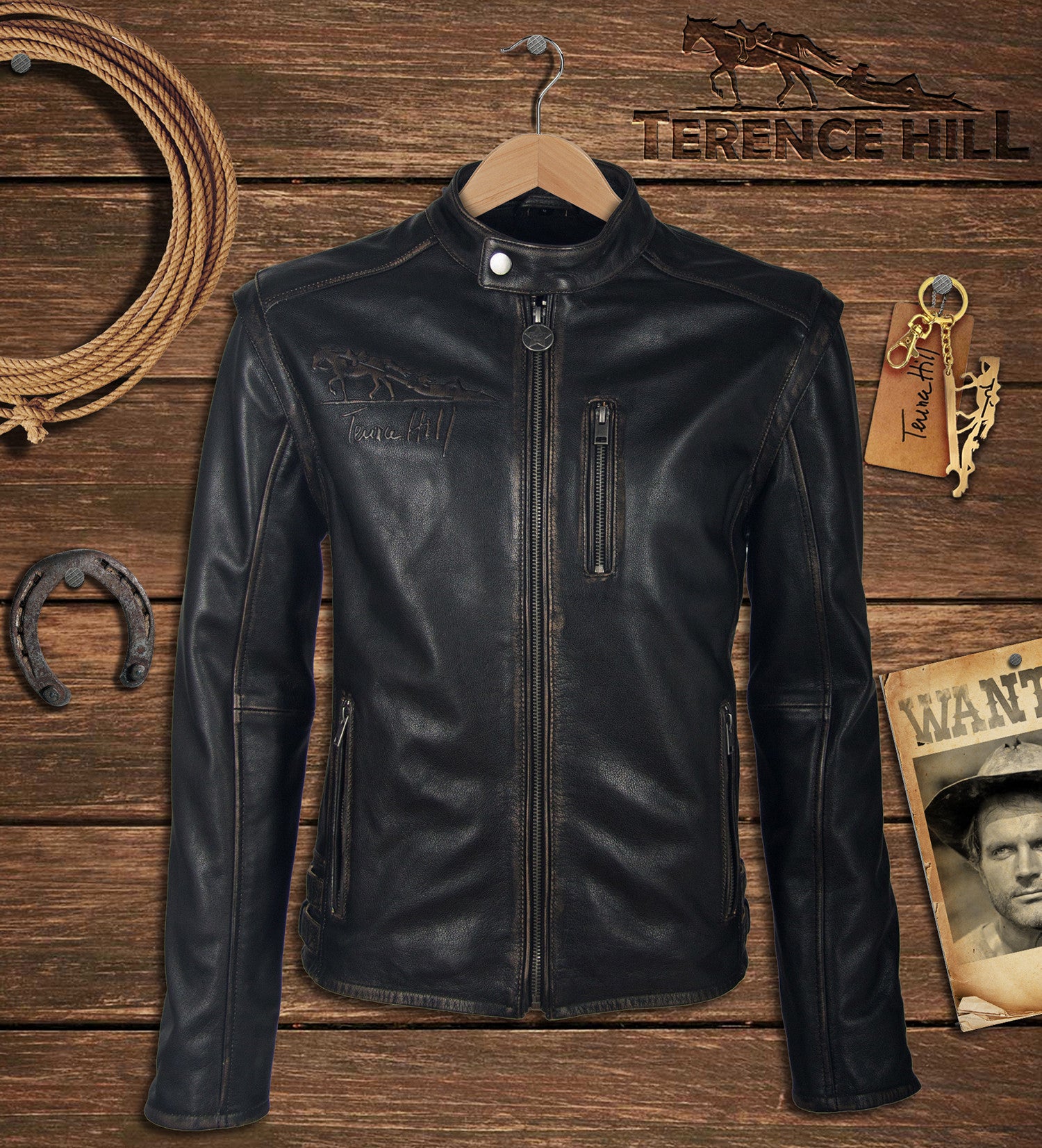 Limited Terence Hill leather jacket with original signature