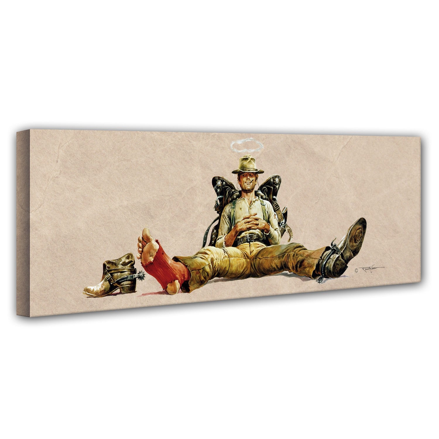 Leinwand - Nobody sitzend - 120 x 40 cm - Mein Name ist Nobody - Terence Hill - Renato Casaro Edition