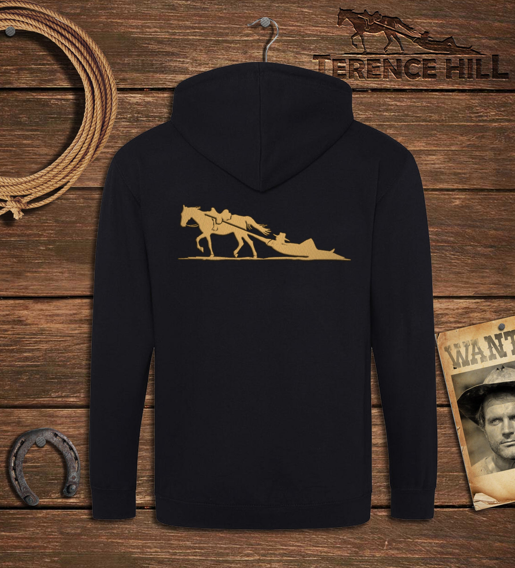 Logo / Autogramm - Zipper Jacke - Terence Hill Gold (schwarz)