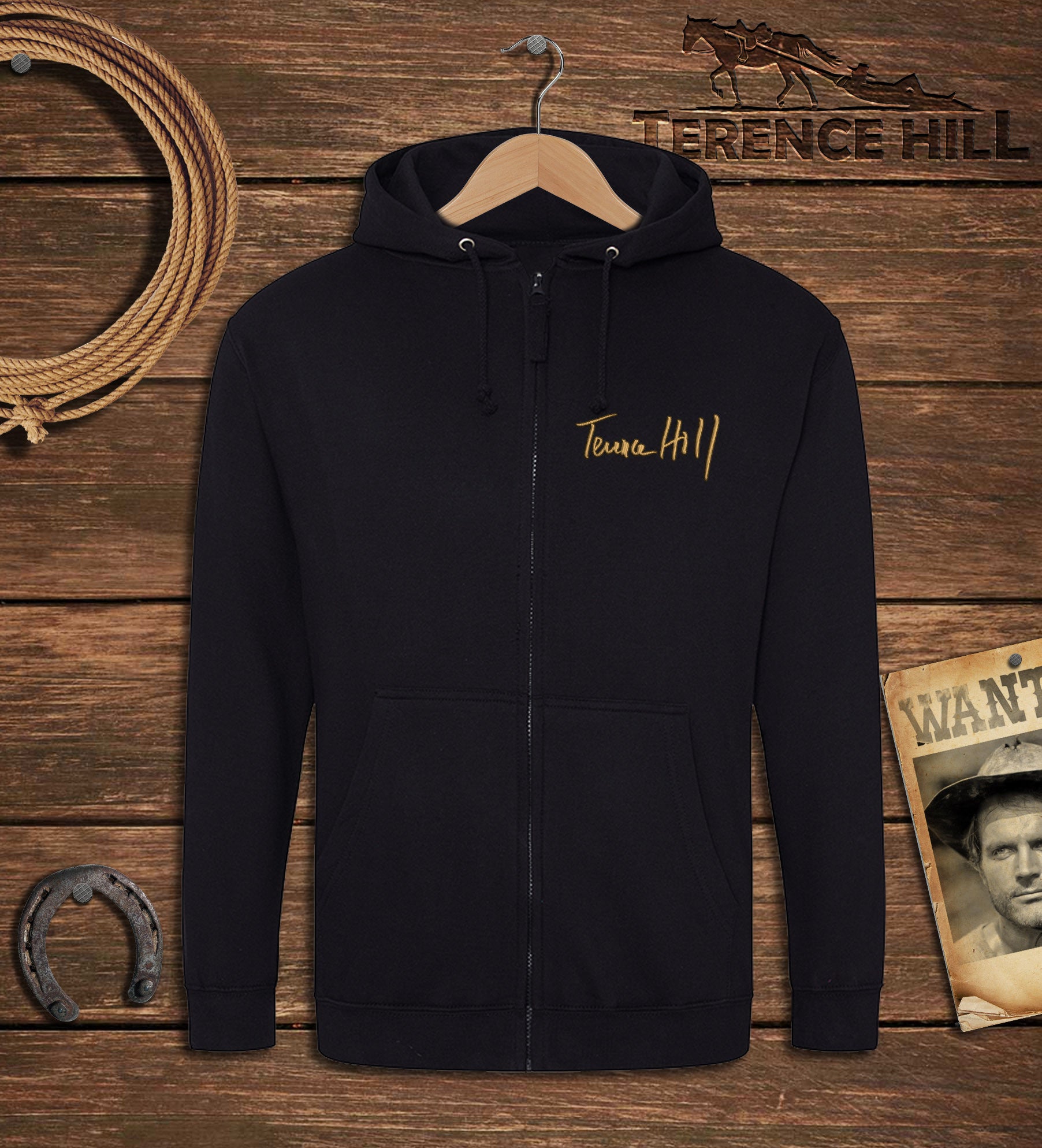 Logo / Autogramm - Zipper Jacke - Terence Hill Gold (schwarz)