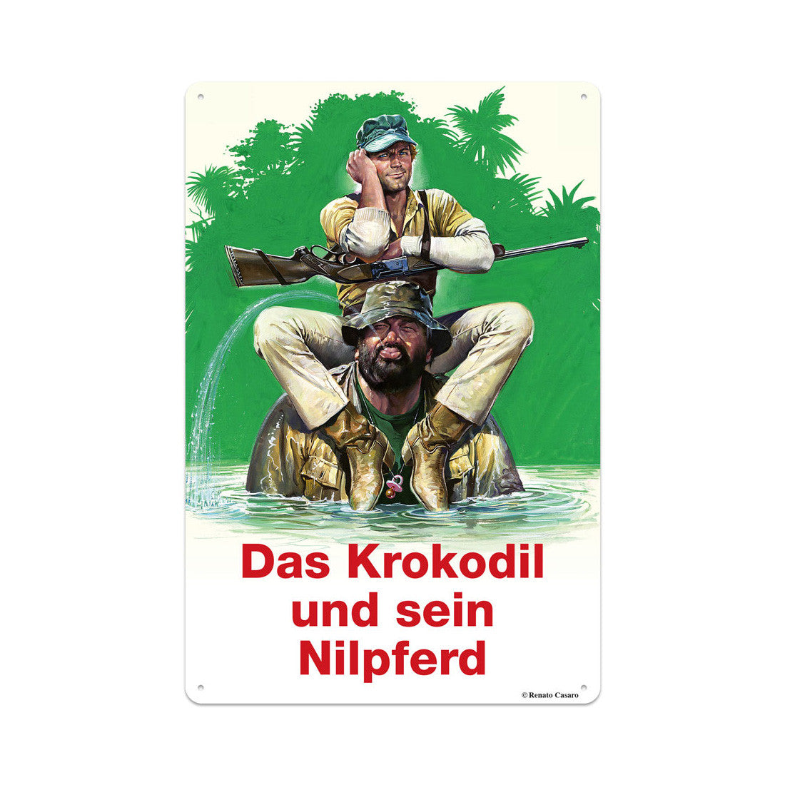 Targa in metallo (20x30cm) - Das Krokodil und sein Nilpferd