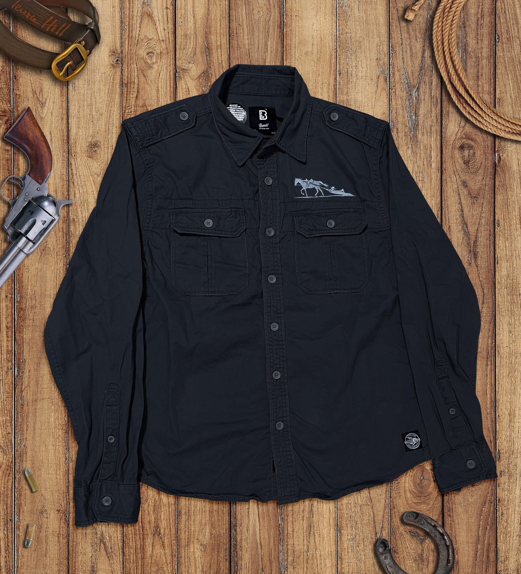 Camicia Hemd - Logo (ricamata) (nero) - Terence Hill